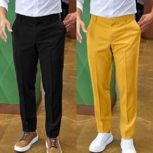 Formal Pant (2 pcs) - Black & Mustard