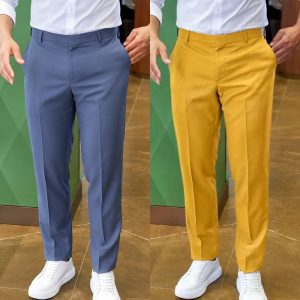 Formal Pant (2 pcs) - Sky & Mustard